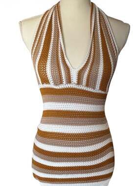 Love + Harmony Striped Halter Neck Knit Mini Dress